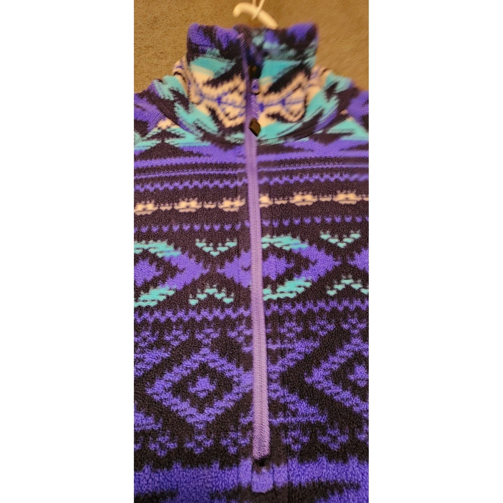 Eddie Bauer First Ascent Fleece Pullover‎ Aztec Tribal Print Purple Blue L - Picture 6 of 11